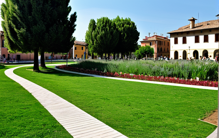 **

"A meticulously designed public green space in an Italian town, featuring well-defined walking paths, inclusive play areas, and shaded relaxation zones. Lush, native plants and sustainable materials are used throughout. Fully clothed people are enjoying the park in a family-friendly way. Safe for work, appropriate content, perfect anatomy, natural proportions, professional landscaping photography, high quality, modest setting."

**
