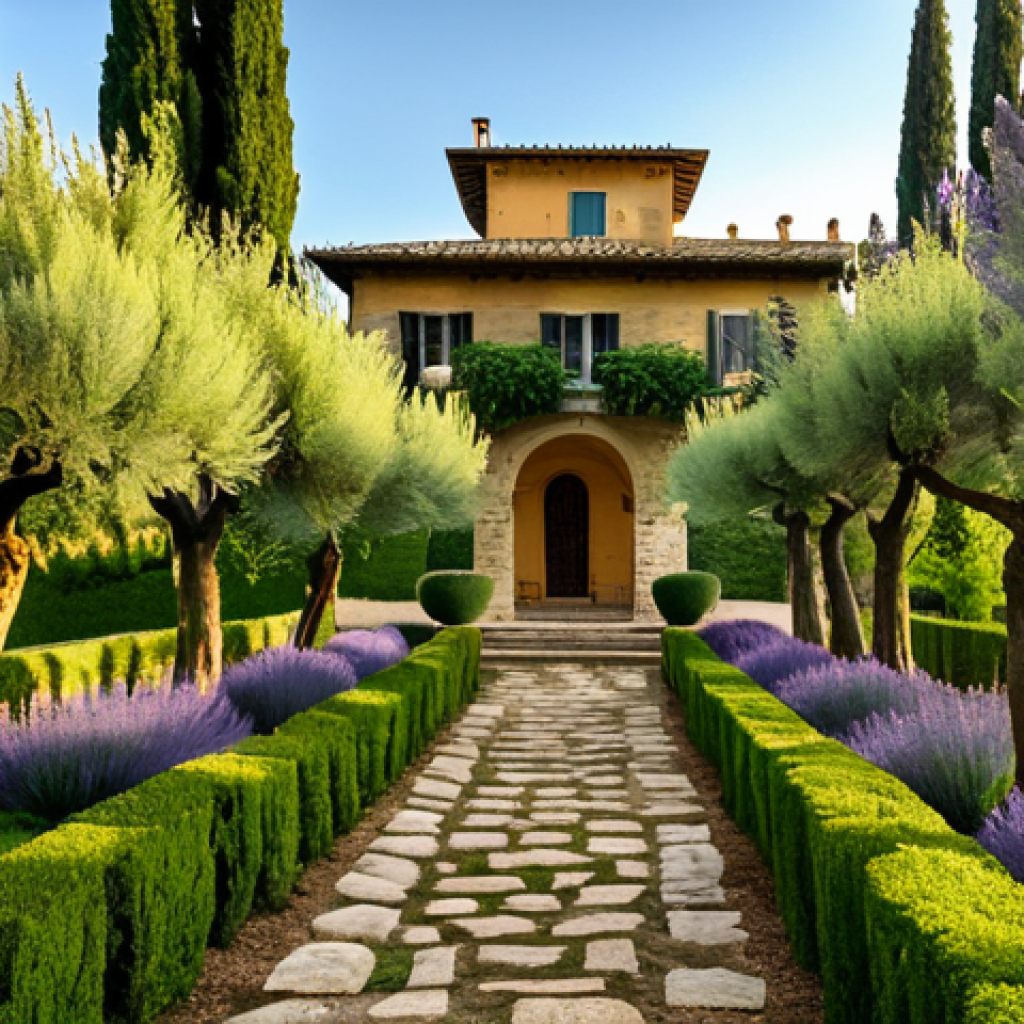 Tuscan Villa Garden**

"A picturesque Tuscan villa garden bathed in the golden light of late afternoon. Olive trees, cypresses, and lavender bushes fill the scene. A stone pathway leads to a charming pergola covered in wisteria. Perfect anatomy, correct proportions, natural pose. Fully clothed, appropriate attire, safe for work, professional photography, high quality, family-friendly setting."

**