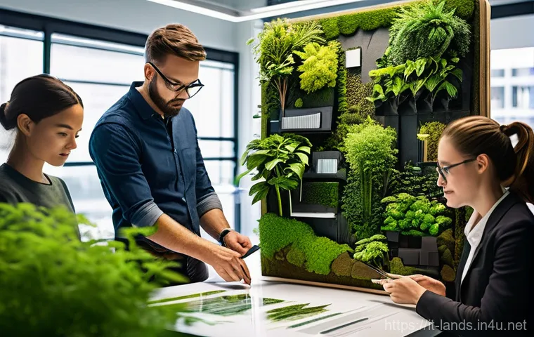 조경 관련 기업에서 인턴십 경험 나누기 - **Prompt:** An expansive, lush urban park flourishing in a metropolitan area, designed with a strong...