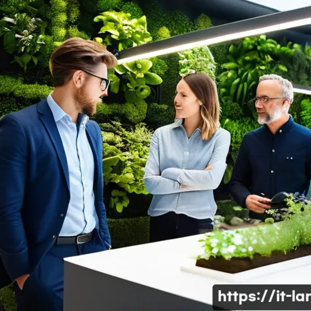 조경 분야에서의 실무 경력 관리 - **Prompt:** A diverse group of professional landscapers and garden designers, dressed in stylish yet...