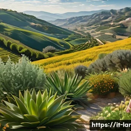 Home 29 조경 학과 학생들의 추천 도서 - A detailed botanical illustration scene showcasing a variety of native European plants typical of an...