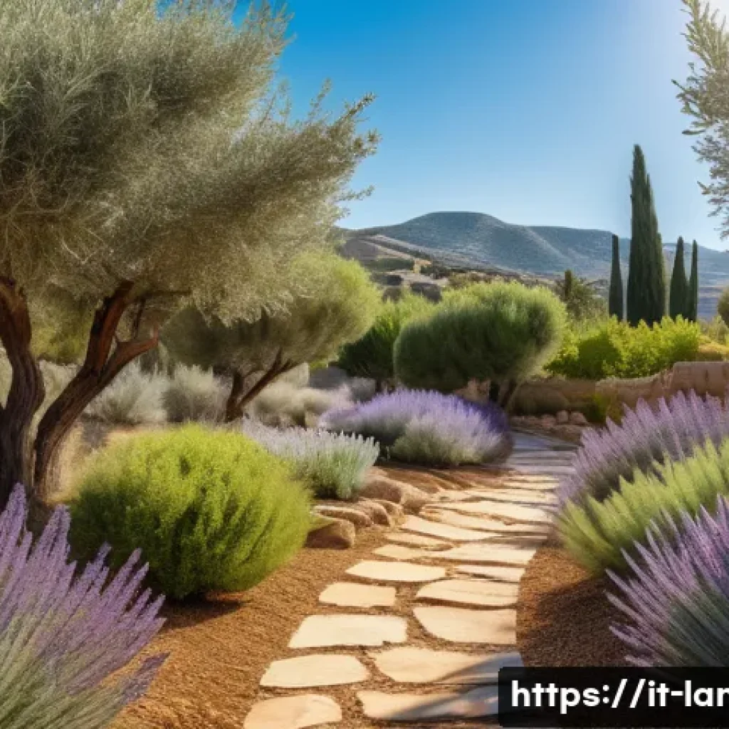 조경 업무 중 발생하는 일반적 문제와 해결책 - A vibrant Mediterranean garden scene showcasing a variety of native Italian plants such as olive tre...