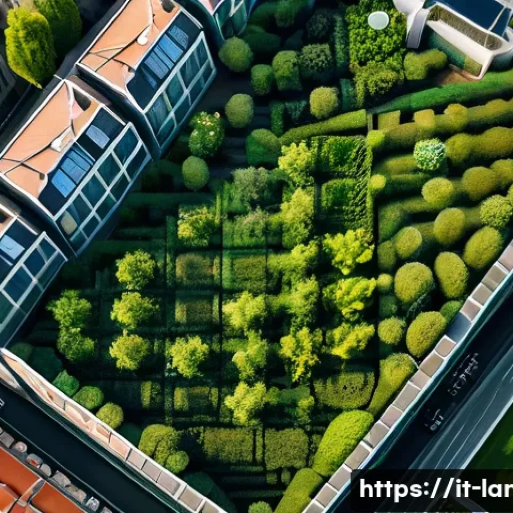조경 관련 기술 트렌드 분석 - A high-resolution aerial view of an Italian urban park with drones equipped with multispectral senso...
