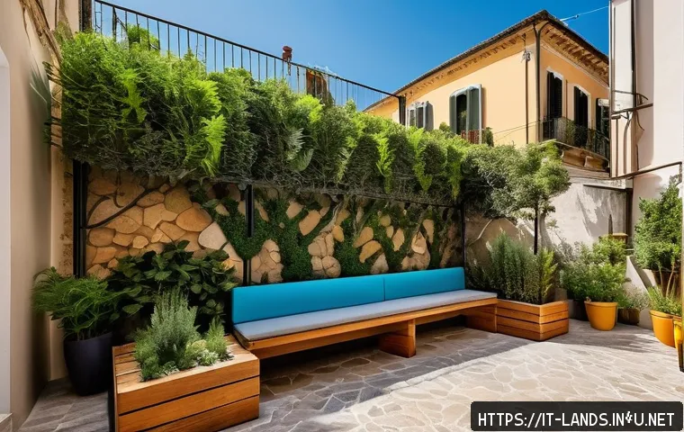 조경 프로젝트를 위한 예산 계획 - A modern Italian urban garden project scene showcasing a small courtyard designed for children&rsquo;s pla...